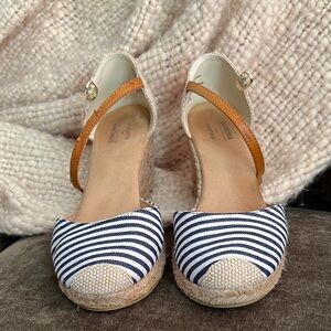 Sonoma Navy and White Striped Espadrilles with Tan Strap